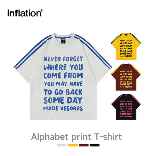 INFLATION Original three-bar pure cotton loose short-sleeved T-shirt - INFLATION