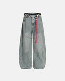 Acid Wash Stitching Baggy Jeans | Inflation Streetwear