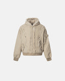 Faux Fur Lined Washed Hooded Jacket | Inflation Streetwear