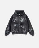 INFLATION Graffiti Washed Zip Up Hoodies