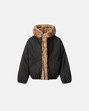Faux Fur Hooded Green Padded Jacket | INFLATION Streetwear