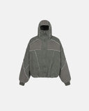 High Neck Distressed Washed Hooded Jacket | Inflation Streetwear