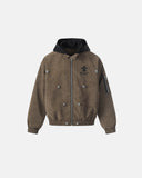 Embroidered PU Leather Padded Jacket | Inflation Streetwear