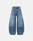 Acid Washed Distressed Barrel Jeans | Inflation Streetwear