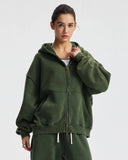 Boxy Fit Acid Washed Fleece Zip Up Hoodies | Inflation Streetwear