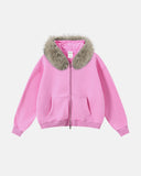 Faux Fur Collar Acid Wash Zip Up Hoodies | Inflation Streetwear