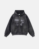 Graphic Washed Zip Up Hoodies | Inflation Streetwear