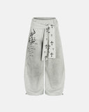 Cross Print Acid Wash Baggy Sweatpants | Inflation Streetwear