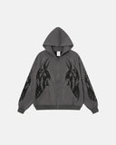 Flame Rhinestone Zip Up Hoodies | Inflation Streetwear