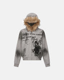 Graffiti Faux Fur Fleece Zip Up Hoodies | Inflation Streetwear