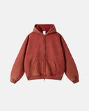 red zip up hoodies with eco friendly wash