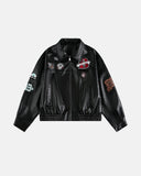 Embroidery Faux Leather Racing Jacket | Inflation Streetwear