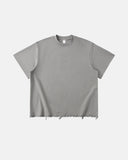 Grey oversized t-shirt with embroidered hem detail