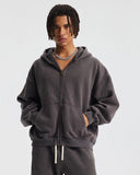 Boxy Fit Acid Washed Fleece Zip Up Hoodies | Inflation Streetwear