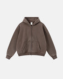 Vintage Washed Fleece Boxy Zip Hoodie | Inflation Streetwear