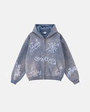 INFLATION Graffiti Washed Zip Up Hoodies