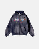Graphic Acid Washed Zip Up Hoodies | Inflation Streetwear