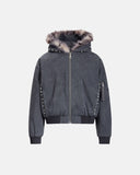 Faux Fur Lined Pearl-Embellished Hooded Jacket | Inflation Streetwear