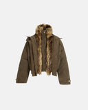 Faux Fur Cropped Cotton Parkas | Infaltion Streetwear