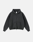 Vintage Washed Fleece Boxy Zip Hoodie | Inflation Streetwear