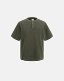 Distressed Wash Waffle Henley T-Shirt | Inflation Streetwear