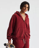 Boxy Fit Acid Washed Fleece Zip Up Hoodies | Inflation Streetwear