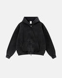 Vintage Washed Fleece Boxy Zip Hoodie | Inflation Streetwear