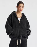 Boxy Fit Acid Washed Fleece Zip Up Hoodies | Inflation Streetwear