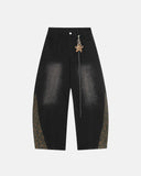 Leopard Patchwork Wide Leg Denim Jeans | Inflation Streetwear