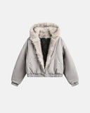 Faux Fur Lined Bomber Hooded Jacket | Inflation Streetwear