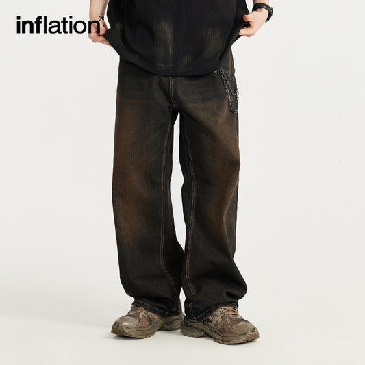 INFLATION Distressed Acid Washed Denim Pants