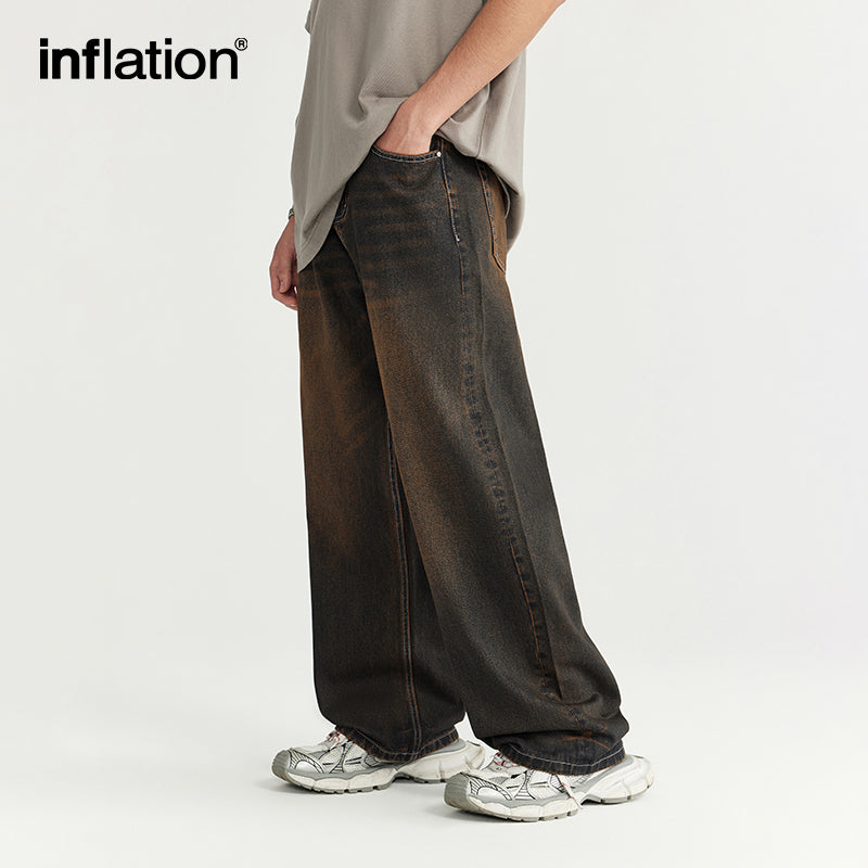 INFLATION Distressed Acid Washed Denim Pants - INFLATION