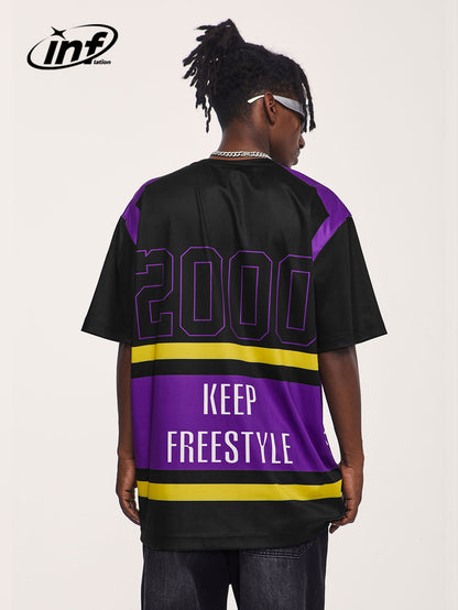 INFLATION Casual Blue"keep freestyle" T-shirts - INFLATION