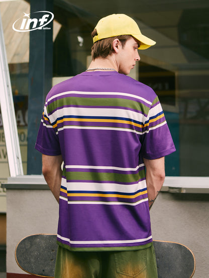 INFLATION Casual Purple stripes T-shirts - INFLATION