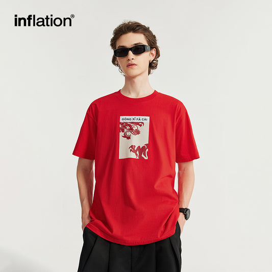 INFLATION Trendy Dragon Printed T-Shirt - INFLATION