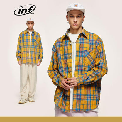 INFLATION Colorblock Checker Shirts - INFLATION