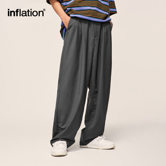 INFLATION Solid Color Straight Leg Suit Pants - INFLATION