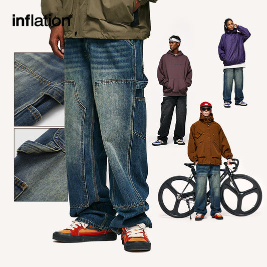 INFLATION Streetwear Multi Pockets Cargo Denim Pants