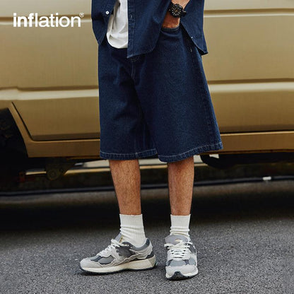 INFLATION Vintage Straight Washed Jeans Shorts