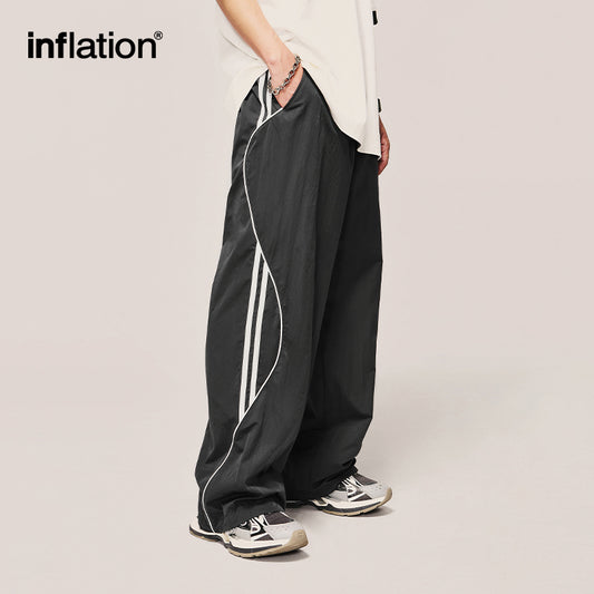 INFLATION Striped Side Wide Leg Track Pants - INFLATION