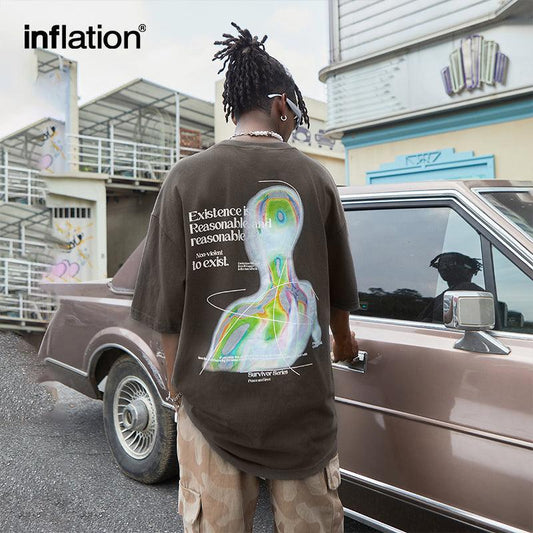 INFLATION Men Slogan Graphic Drop Shoulder Tee