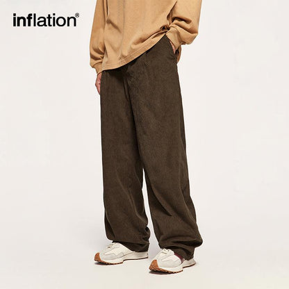 INFLATION Corduroy Pants with Zipper Pocket - INFLATION
