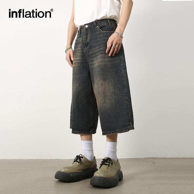 INFLATION Men Slant Pocket Wide Leg Jeans - INFLATION