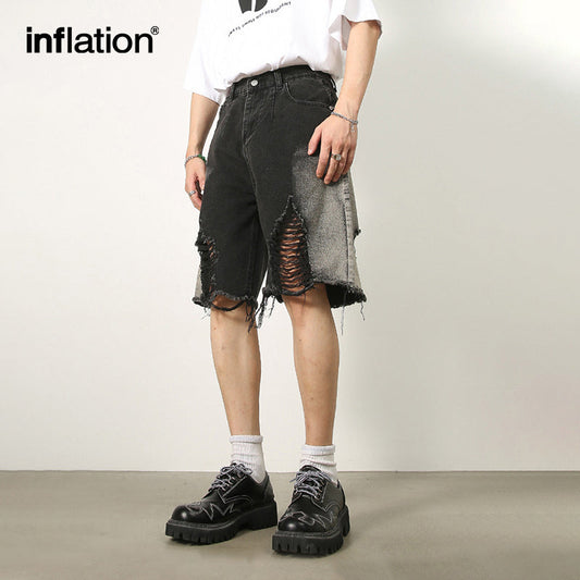 INFLATION Streetwear Ripped Jeans Shorts