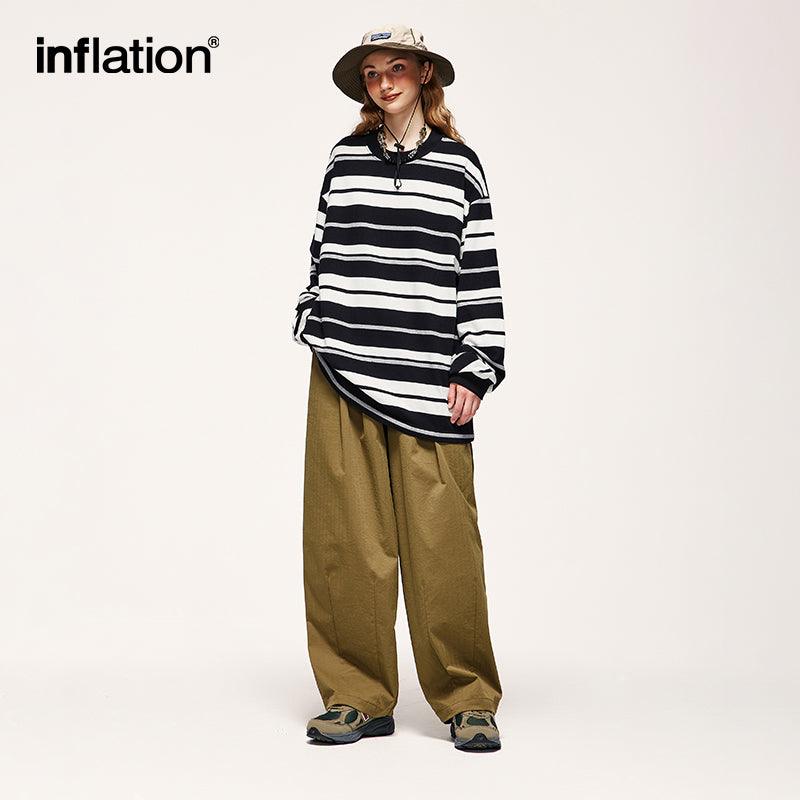 INFLATION Men Heavyweight Striped Oversize T-shirt - INFLATION