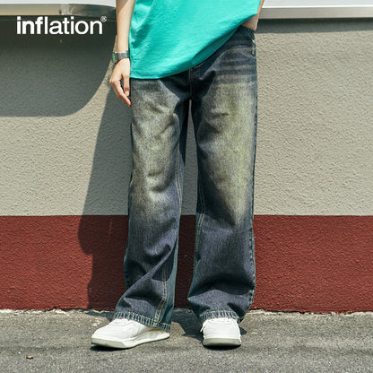 INFLATION Retro Wash Blue Baggy Jeans - INFLATION