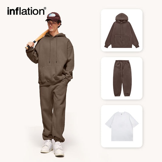 INFLATION Blank Thick Fleece Tracksuit Set Unisex