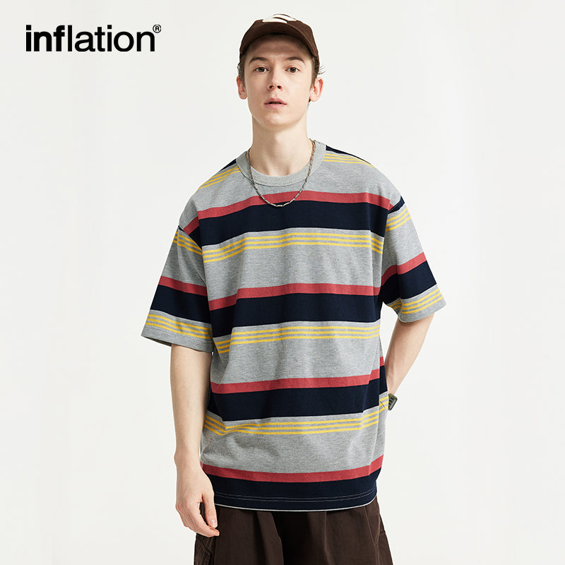 INFLATION Heavyweight Classic Striped Tshirts