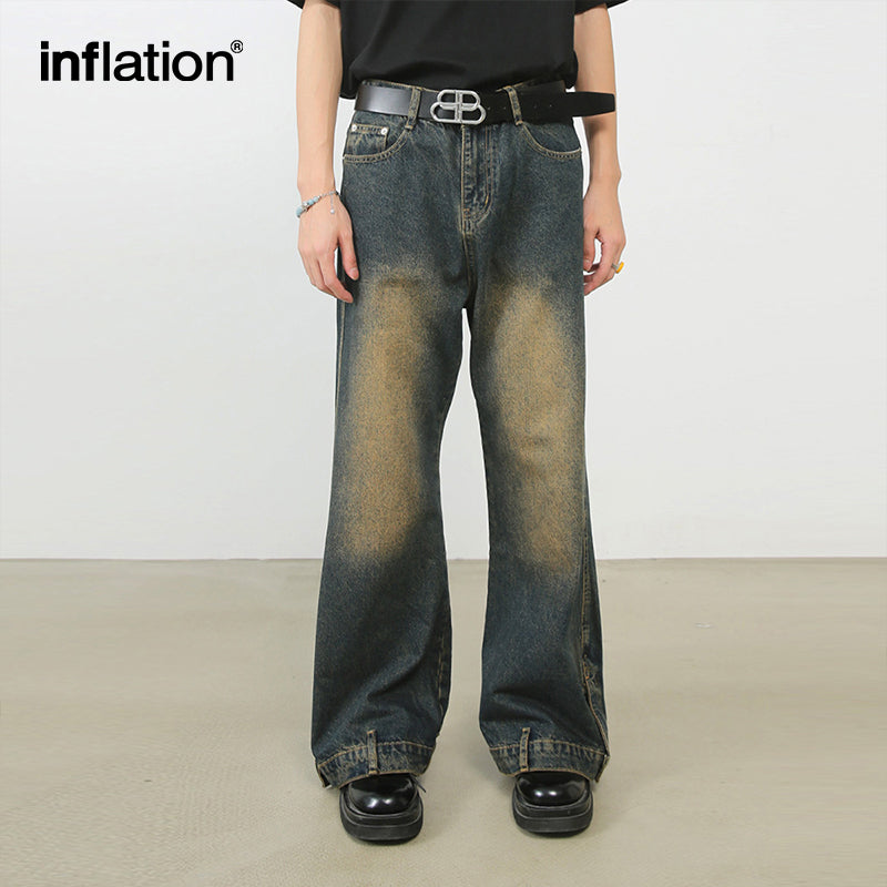 INFLATION Retro Distressed Flare Jeans - INFLATION