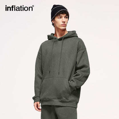 INFLATION Streetwear Plain Blank Fleece Oversized Men Hoodies - INFLATION